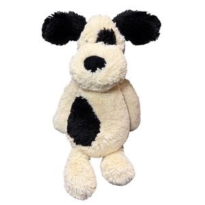Jellycat Bashful Puppy Dog Cream Black Spotted Plush Stuffed Animal Medium 12"